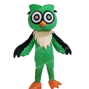 Performance Green Owl Mascot Fantasia Carnaval Unissex Adultos Roupa Festa de Aniversário Halloween Natal Arma