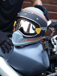 オートバイヘルメットretoヴィンテージヘルメットフルフェイスメンモトクロスオフロードリムーバブルと洗える裏地暖かい4シーズン