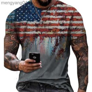 T-shirty męskie 2023 NOWOŚĆ Summer Men's Children's Children's 3d Print O-Neck T-shirt 4 lipca patriotyczny dekoracje USA Flag Niepodległości Tops T230522