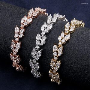 Länkarmband Marquise Crystal Cubic Zirconia Wedding for Brides Bridesmaids Justerbara brudtennisarmband