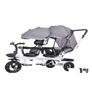 Strollers# Mtifunction Baby Twin Trolley Three Wheel Stroller Double Tricycle Rotating Swivel Seat Pushchair Bies7663380 Drop Delive Otfkw