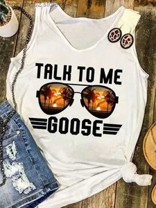 Damen Tanks Camis Strand Tank Top Frauen Talk To Me Goose Sonnenbrille Sonnenuntergang Film Grafik Ärmelloses Shirt Sommer Zitat Text T-Shirts 2023 Neu Weiß T230517