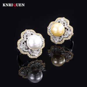 Ringas de banda encantos de 14 mm de ouro branco pálido Big Pearl Ajusta Ajusta para mulheres Lab