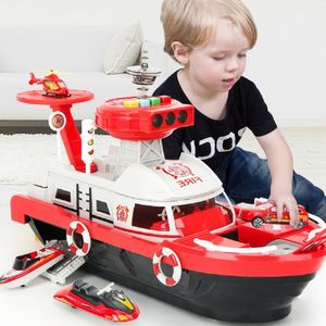 Diecast Model car Kids Toys Simulation Track Inertia Boat Diecasts Vehicles Music Story Lighting Toy Ship Model Toy Car Parking Toys for Boys Gift 230517