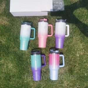 ST 40 OZ Hydration Gear 304 Stainless Steel Skinny Tumbler Vacuum Insulated Straight Cup With Lids Beer Coffee Mug Glasses High Handle Cup With Straw