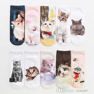 2023 Summer 3D Impressão digital Socks Flows Cartoon Animal Mens e Meias de Barco para Mulheres 20cm