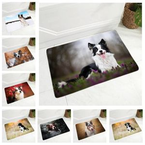 Tapetes da Escócia border collie cão capacho decoração animal de estimação portão de animal tapete não deslizamento carpete de flanela macia para sala de cozinha de corredor 40x60cm