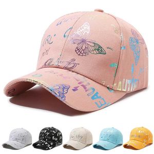 Top kapakları yeni moda erkek kadın beyzbol şapkası kelebek baskı grafiti yaz snapback hip hop genç spor güneş vizörü gorras ep0463 aa220517