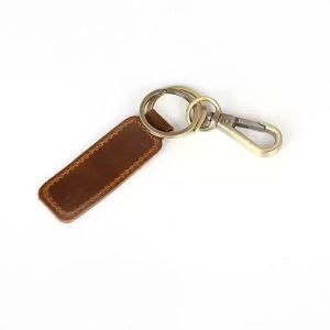 Cowhide Keychain Pendant Party Favor Retro Men's Metal Keyring Car Bag Decoration Key Chain DIY Creative Gift S63