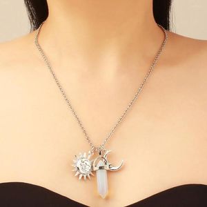 Chains European And American Fashion Gemstone Multi-Layer Necklace Women's Star Moon Handmade Tassel Overlapping Accessori
