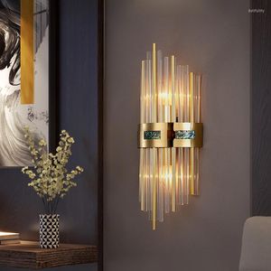 Lâmpadas de parede Deyidn Modern Copper Light Luxury LED LED CRISTAL LAMP CABELA PORCE