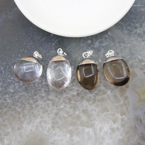 Pendant Necklaces Polished Natural Smoky/White Quartz Nugget Pendants Raw Clear Crystal Silvery Necklace Charms DIY Jewelry For Women Gift