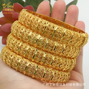 Bangle Dubai Bride 24K Alloy Hollow out Bracelet Arabic Women's Jewelry Gold Bracelet 230217