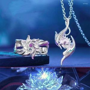 Cadeias lutam através das lutas do céu quebra esfera xiao yan lótus anel colar de pendente de prata Anime Cos Cos Jewelry Gift