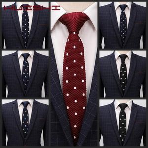 Bow Ties Hushi Mens Knit Fashion Men's Colorful Tie Knittade slipsar Solid Color smala smala magra vävda slipsar
