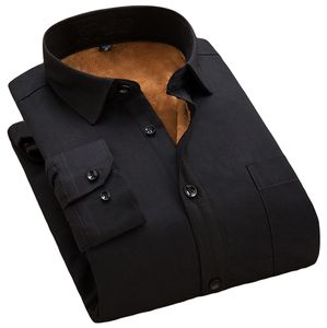 Мужские платья рубашки модные зимние мужская рубашка повседневная сплошная полосатая теплое тепловое бренд Camicia Черно -белая синяя блуза Большой размер 8xl 7xl 6xl 5xl XXXXL 230517