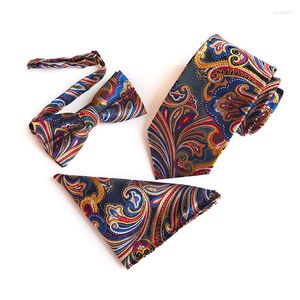 Bow Ties 3PCS Business Man's Paisley Paisley Dot 8 cm krawat 25 cm Pocket Square 12 6 cm Bowtie Graduation Gift