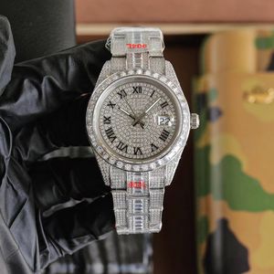Relógio de diamante completo Mens relógio 41mm Movimento mecânico automático Relógio Designer de negócios Relógio Montre luxu Multicolor