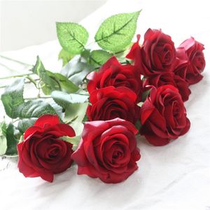 Home Decoration Blumen Feuchtigkeitsspendende Rosensimulation Blume High-End-Einzelgriff Rose Künstliche Blumen LT436