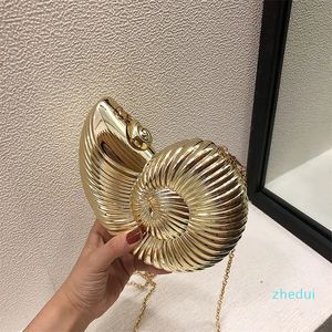 2023-Evening Bags Simple Conch Dinner Women's Shoulder Messenger Crossbody Fun Personality Metal Chain Clutch Acrylic Shell Phone Bags