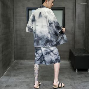 Ethnic Clothing M-5XL Hawaiian Sets Printing 2023 Summer 3/4 Sleeve Kimono Shirt Beach Shorts Streetwear Casual Mens Suit 2 Pieces XXXXXL