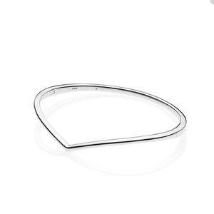 Braccialetto Wishbone lucido per Pandora Bracciale in vero argento sterling per gioielli da festa di nozze Bracciale per donne Braccialetti regalo per fidanzata Grils con cofanetto originale