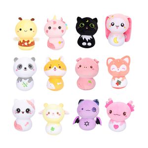 Kawaii Svampform Djurserie Plysch Squishy Kudde Fylld Söt Gris Kanin Katt Pandadocka Heminredning Plyschleksak Present