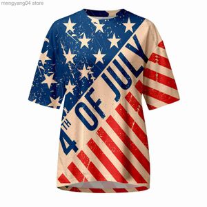 Męskie koszulki 2023 Summer Nowy amerykański dzień niepodległościowy Dzień Niepodległości Mężczyzn 3D Digital nadrukowany okrągły szyjka T-shirt T230517