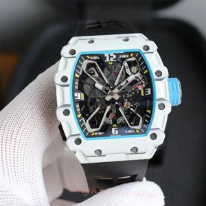 Zy New RM35-03 White NTPT Carbon Carbon Fiber Ultra-Thin Ultra Light Rubber Strap Sapphire Mens Watches