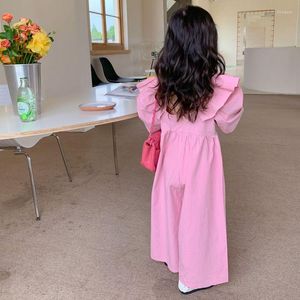 Sukienki dziewczynki 2023 Letnia lekka luksusowa moda Koreańska odzież dla dzieci Krótkocześnie kombinezon stały kolor butik