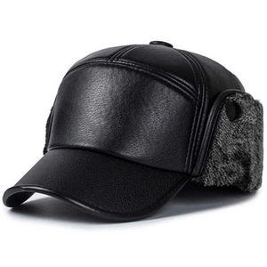 Piłka nowa skórzana czapka z czapką na zewnątrz polowanie na uszy zima mężczyźni kobiety czapki swobodne daszek Regulowany AA220517