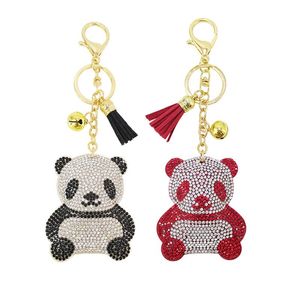 Chaços de caxemira brilhando Panda Incluste Rhinestone Keychain Bag