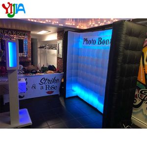 Curve Wall Multi Color With White Inflatable Wall backdrop with LED strips color changing by remote Photo booth wall for Party