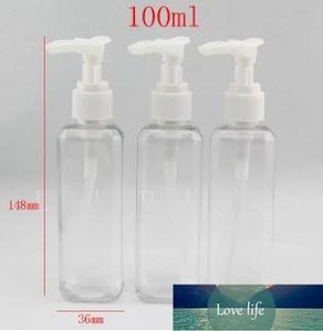 100ml X 50 Contenitori per bottiglie in PET di plastica con pompa per lozione quadrata trasparente all'ingrosso, flaconi per pompe per crema spray vuoti, flacone per lozione