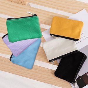 Storage Bags Solid Diy Canvas Coin Wallet Zipper Mini Key Pocket Women's Simple Small Gift Bag