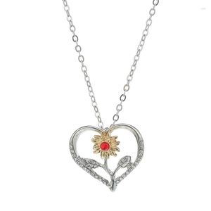 Collane con ciondolo Collana con girasole di San Valentino per le donne Love Heart My Sunshine Gioielli Regali Moglie Fidanzate