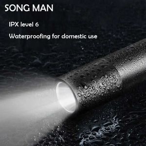 Flashlights Torches Rechargeable Torch Light Waterproof Mini Light 3 Modes USB Charge Flashlight with Build in Battery Aluminium Lantern SONG MAN P230517