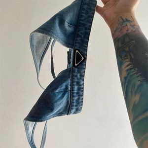 Yeni kadın kot pantolon üst yeni denim kadın askıya seksi denim sütyen yüksek kalite