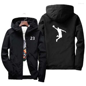 Felpe con cappuccio da uomo Primavera e autunno Giacca da uomo con cappuccio 23 Bomber sportivo da esterno per basket Sottile