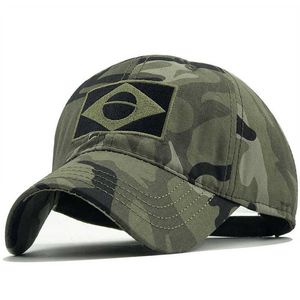 Caps de bola Novo chegada de beisebol tático Homens Mulheres Brasil Flag bordando Snapback A Outdoor Sports Golf Golf Golf Casual Cotton Dad Hat EP0113 AA220517