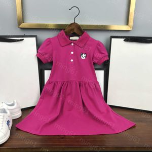 23ss roupas de grife para meninas vestido de princesa vestido de verão gatinho bordado manga curta vestidos polo roupas infantis de alta qualidade