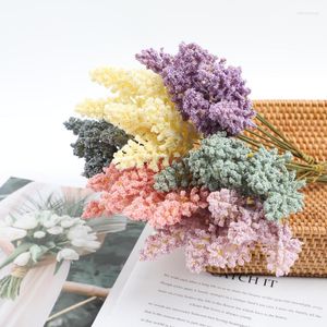 Dekorativa blommor 6 stycken/bunt pe lavendel konstgjord blomma grossist bröllop dekoration bukett material manual diy vaser heminredning