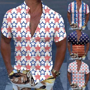 メンズTシャツ男性カジュアル半袖春夏ターンダウンネック3Dプリントワークアウトロングパックルーズティーシャツ