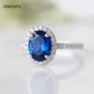 Band Rings Natural Sapphire Rings for Women Sterling Silver 925 Wedding Filled Women 2021 Couple Wedding Diamond Neckles Ring for Jewelry J230517