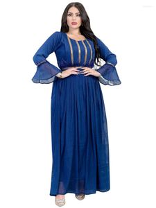 Etniska kläder Eid Party Dress Women Abaya Feather Diamond Caftan Chiffon Kaftan Vestidos paljetter Belt Ramadan Dubai Arab Turkiet