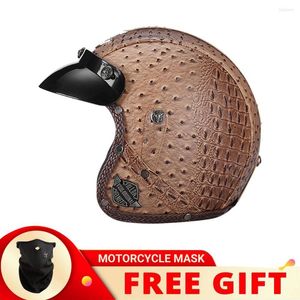 Motorcycle Helmets German PU Leather JYT High Quality Open Face Helmet Vintage Retro Motocross Racing Casque Moto Casco DOT Approved