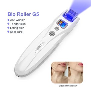 5 I 1 Electric Bio Roller G5 LED Blue Red Light Ems Micro Current Vibration Lift Hud Rejuvenate Derma Roller Massage Ta bort Acne Whitening Micro Nålar