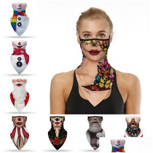 Christmas Decorations Triangle Scarf Outdoor Sport Windproof Neck Face Shield Bandana Adt Magic Headscarf Headband Xmas Er Drop Deli Dh7A0