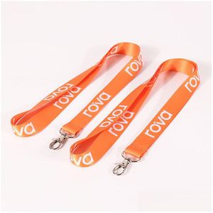 Partybevorzugung Anpassen Lanyard Polyester Abnehmbarer Riemen Halskette Schnur Mehrere Farben Benutzerdefiniertes Logo Handy-Schlüsselanhänger ID-Karte Dro Dhmfv