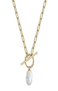 T bar Gold Filled Choker Necklace Good Quality Womans 2021 Sell 14K Plated Stainls Steel Vintage Pearl Pendant Necklace2595642